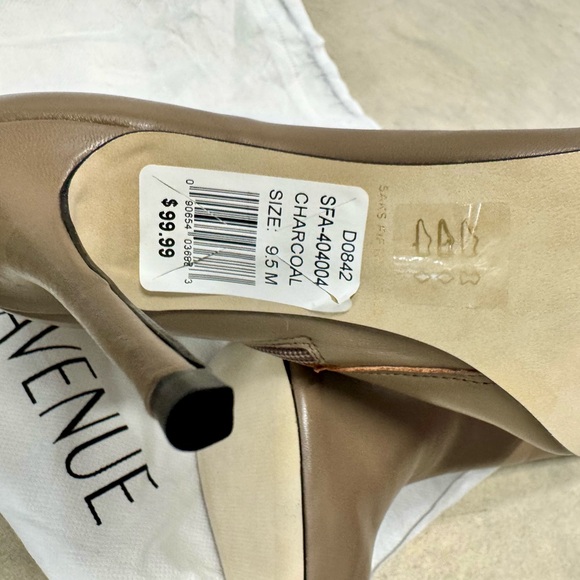 NWT W/O Box Saks Fifth Ave Taupe Color Leather Stiletto Heel Ankle Boots - Picture 7 of 8